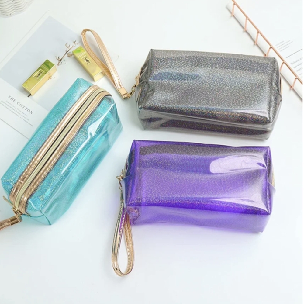 Glittery Multi-Color Cosmetic Bags Set